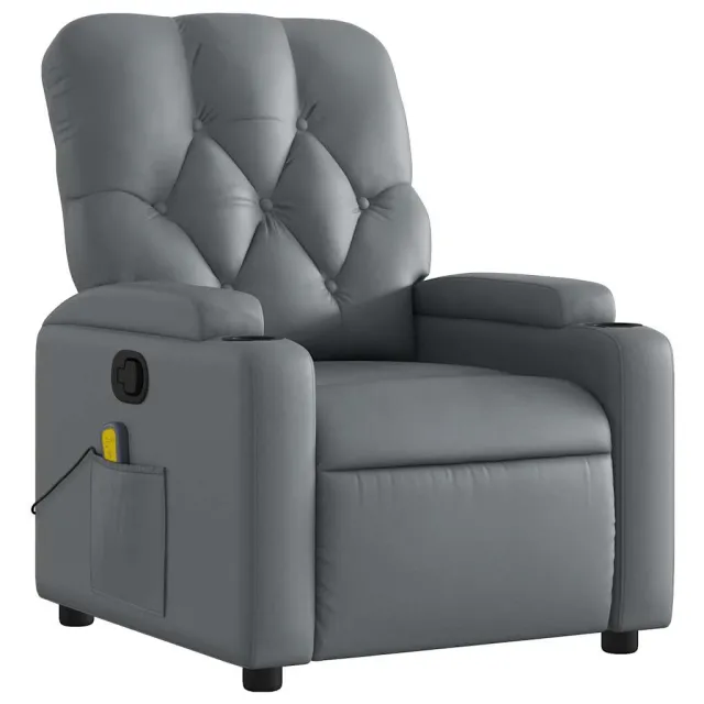 Fauteuil de massage inclinable gris similicuir