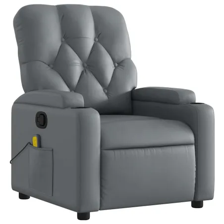 Fauteuil de massage inclinable gris similicuir