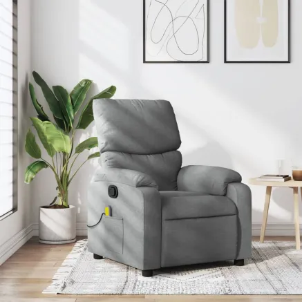 Fauteuil inclinable de massage gris clair tissu
