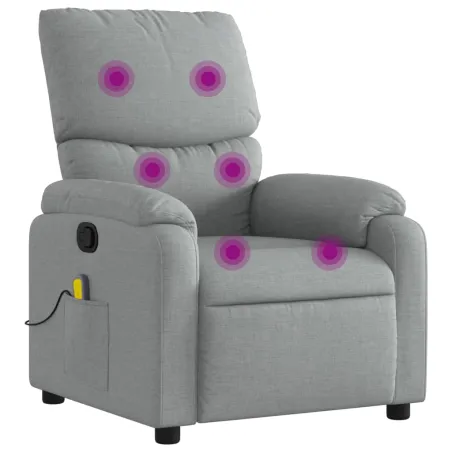Fauteuil inclinable de massage gris clair tissu