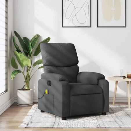 Fauteuil inclinable de massage gris foncé tissu