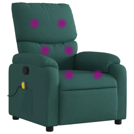 Fauteuil inclinable de massage vert foncé tissu 2