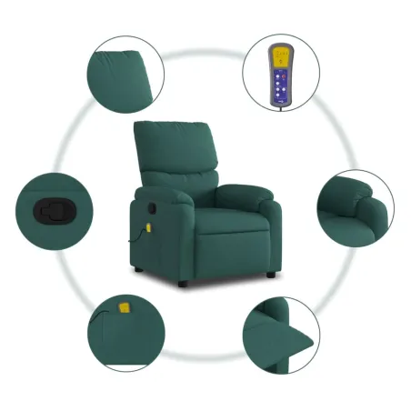Fauteuil inclinable de massage vert foncé tissu