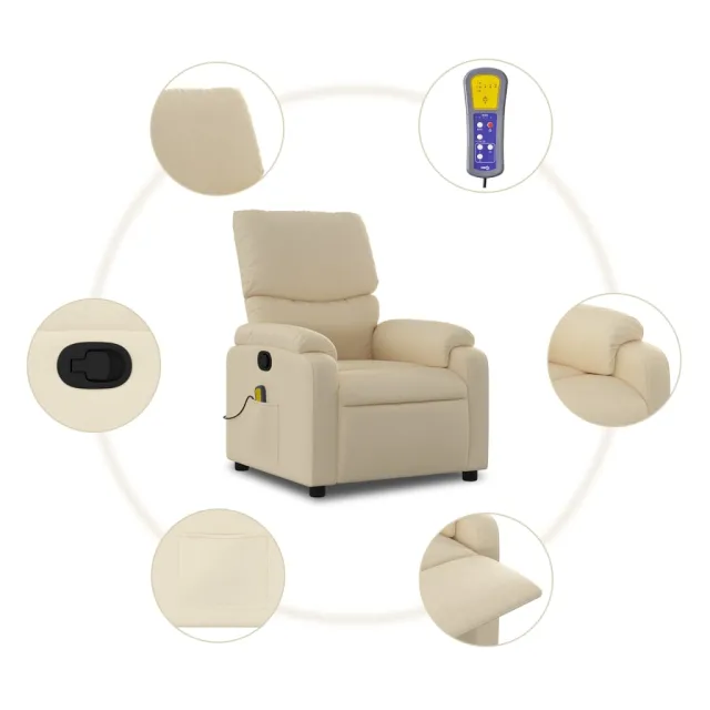 Fauteuil inclinable de massage crème tissu
