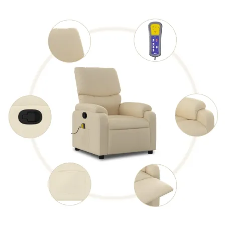 Fauteuil inclinable de massage crème tissu