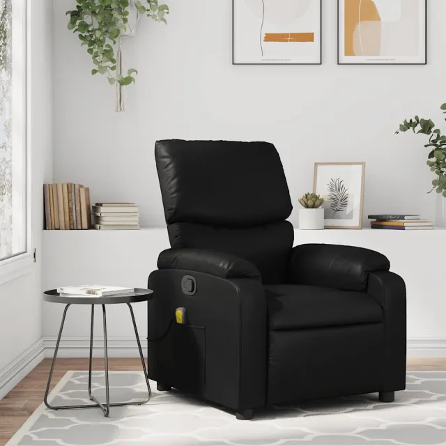 Fauteuil de massage inclinable noir similicuir