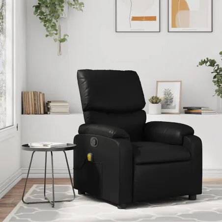 Fauteuil de massage inclinable noir similicuir