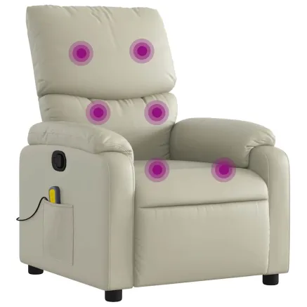 Fauteuil de massage inclinable crème similicuir 2