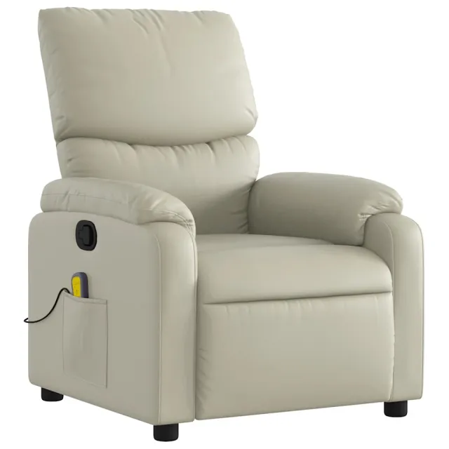 Fauteuil de massage inclinable crème similicuir