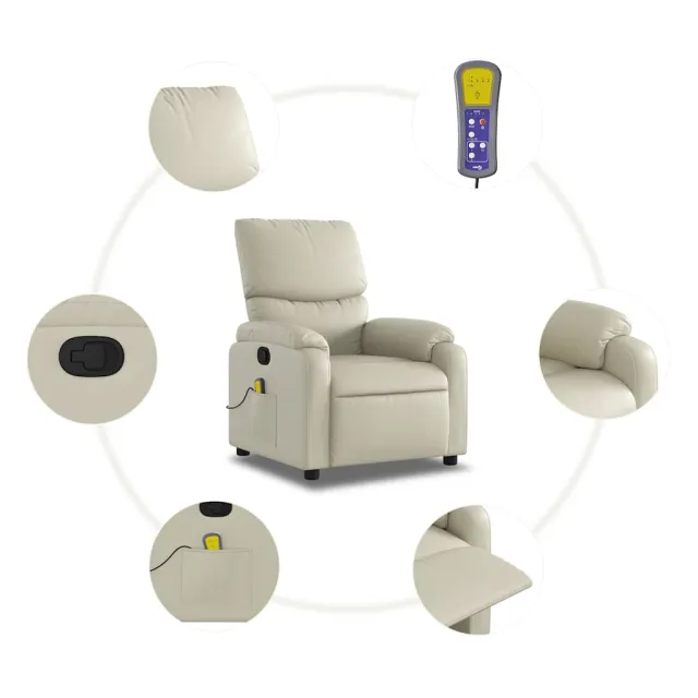 Fauteuil de massage inclinable crème similicuir