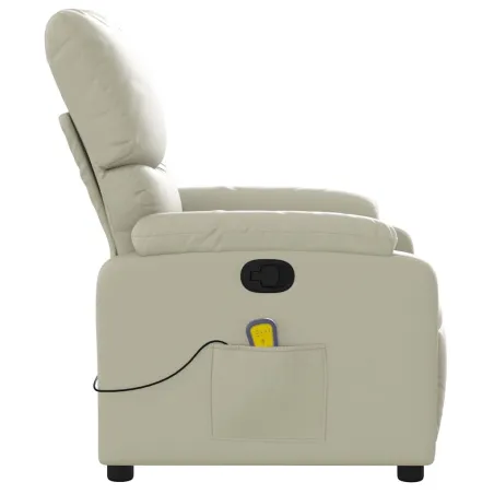 Fauteuil de massage inclinable crème similicuir