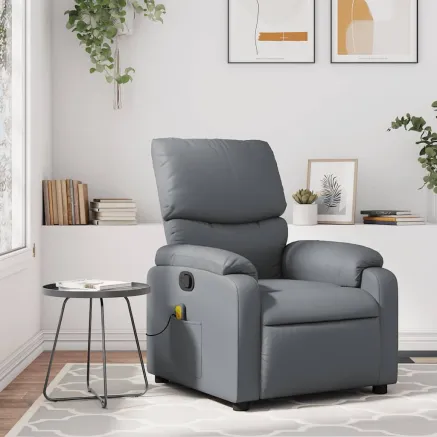 Fauteuil de massage inclinable gris similicuir