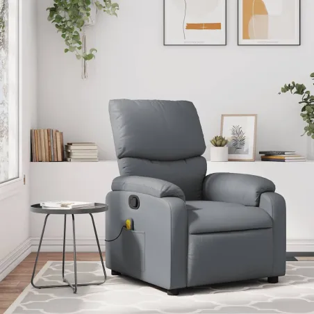 Fauteuil de massage inclinable gris similicuir