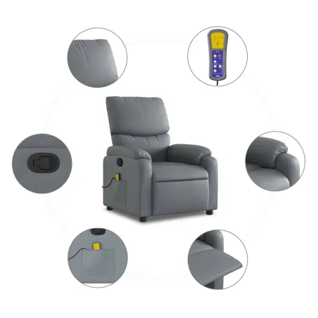 Fauteuil de massage inclinable gris similicuir
