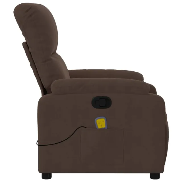 Fauteuil inclinable de massage marron tissu microfibre