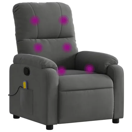 Fauteuil inclinable de massage gris foncé tissu microfibre 2