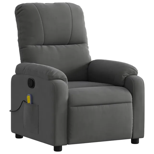 Fauteuil inclinable de massage gris foncé tissu microfibre