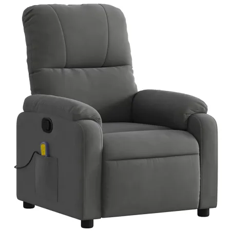 Fauteuil inclinable de massage gris foncé tissu microfibre