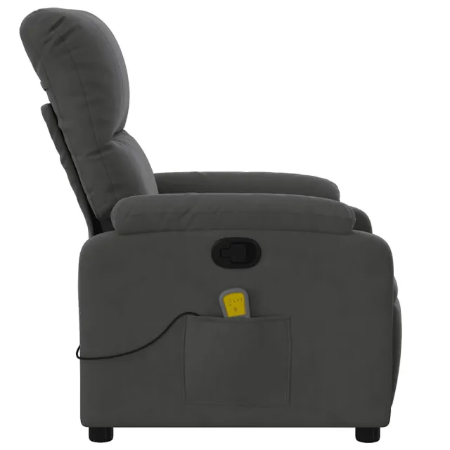 Fauteuil inclinable de massage gris foncé tissu microfibre