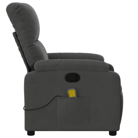 Fauteuil inclinable de massage gris foncé tissu microfibre