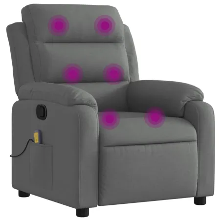 Fauteuil inclinable de massage gris foncé tissu