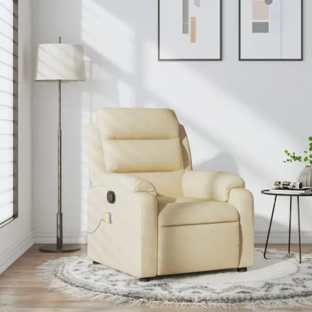 Fauteuil inclinable de massage crème tissu