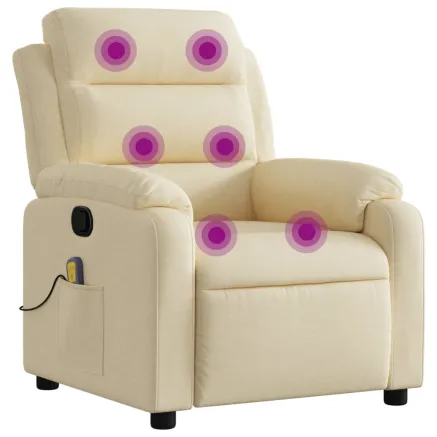 Fauteuil inclinable de massage crème tissu 2
