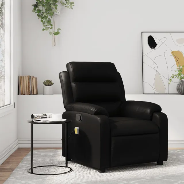 Fauteuil de massage inclinable noir similicuir