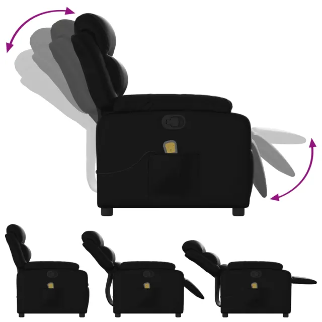 Fauteuil de massage inclinable noir similicuir