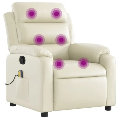 Fauteuil de massage inclinable crème similicuir