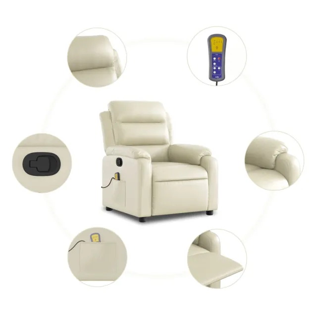 Fauteuil de massage inclinable crème similicuir