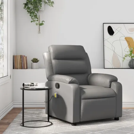 Fauteuil de massage inclinable gris similicuir