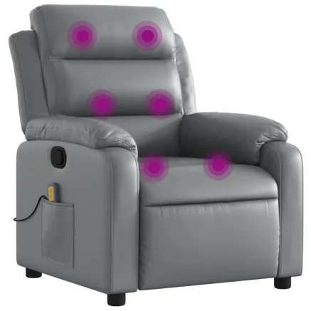 Fauteuil de massage inclinable gris similicuir 2
