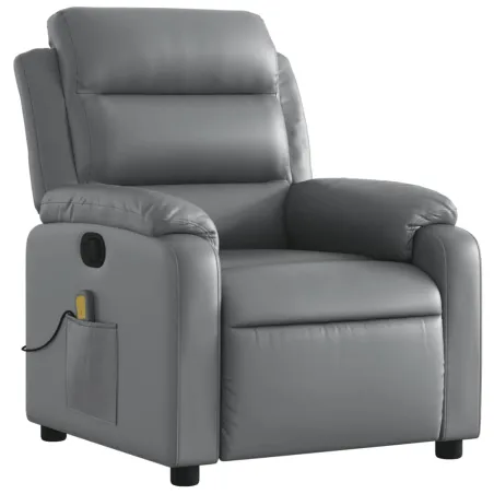 Fauteuil de massage inclinable gris similicuir