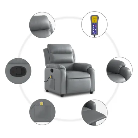 Fauteuil de massage inclinable gris similicuir