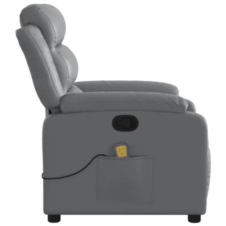 Fauteuil de massage inclinable gris similicuir