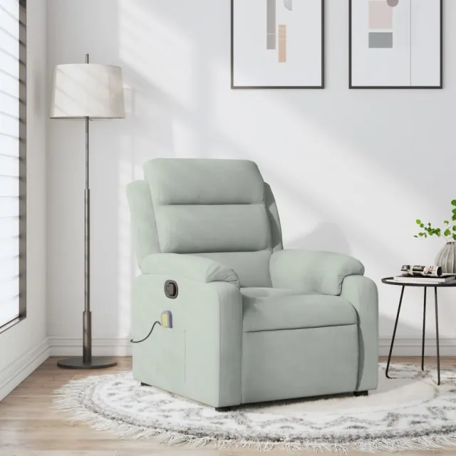Fauteuil inclinable de massage gris clair velours
