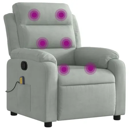 Fauteuil inclinable de massage gris clair velours