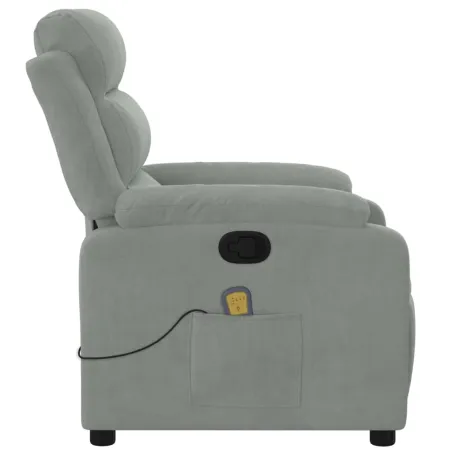 Fauteuil inclinable de massage gris clair velours