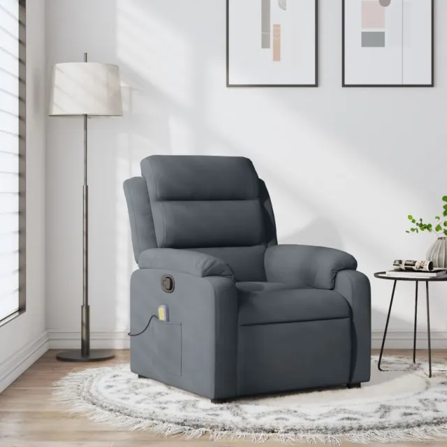 Fauteuil inclinable de massage gris foncé velours