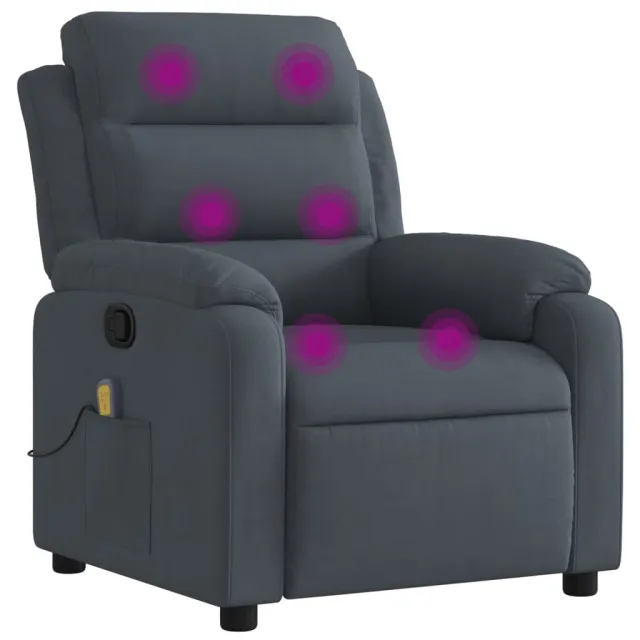 Fauteuil inclinable de massage gris foncé velours