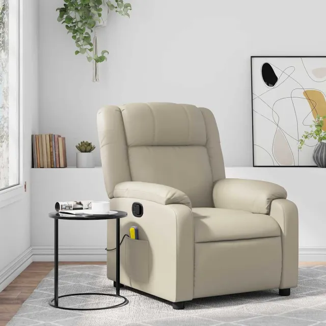 Fauteuil de massage inclinable crème similicuir