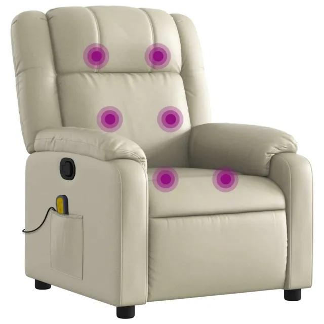Fauteuil de massage inclinable crème similicuir