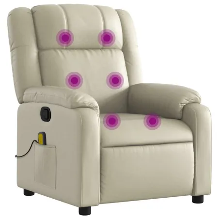 Fauteuil de massage inclinable crème similicuir