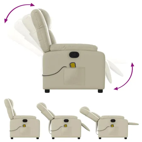 Fauteuil de massage inclinable crème similicuir