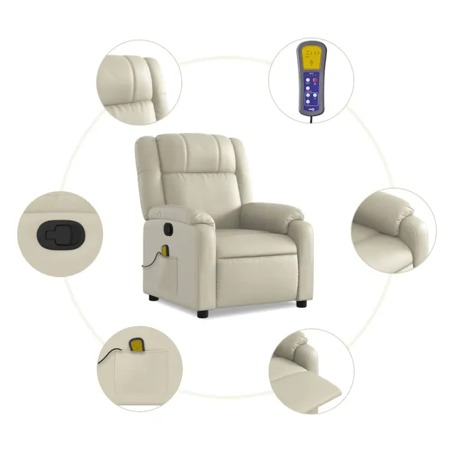 Fauteuil de massage inclinable crème similicuir