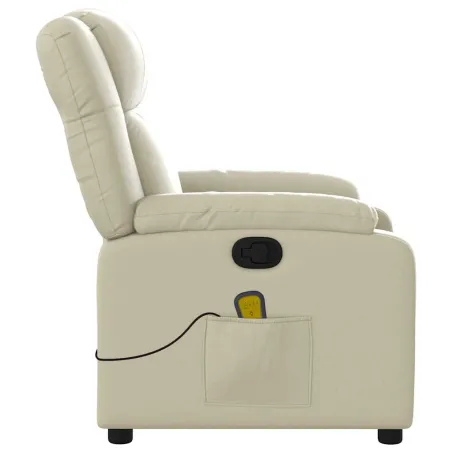 Fauteuil de massage inclinable crème similicuir