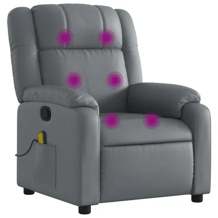 Fauteuil de massage inclinable gris similicuir 2