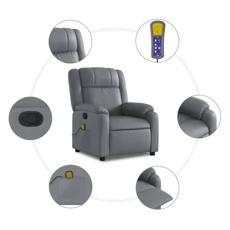 Fauteuil de massage inclinable gris similicuir