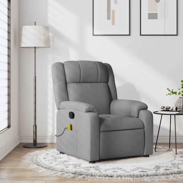 Fauteuil inclinable de massage gris clair tissu